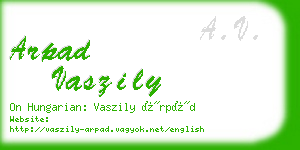 arpad vaszily business card